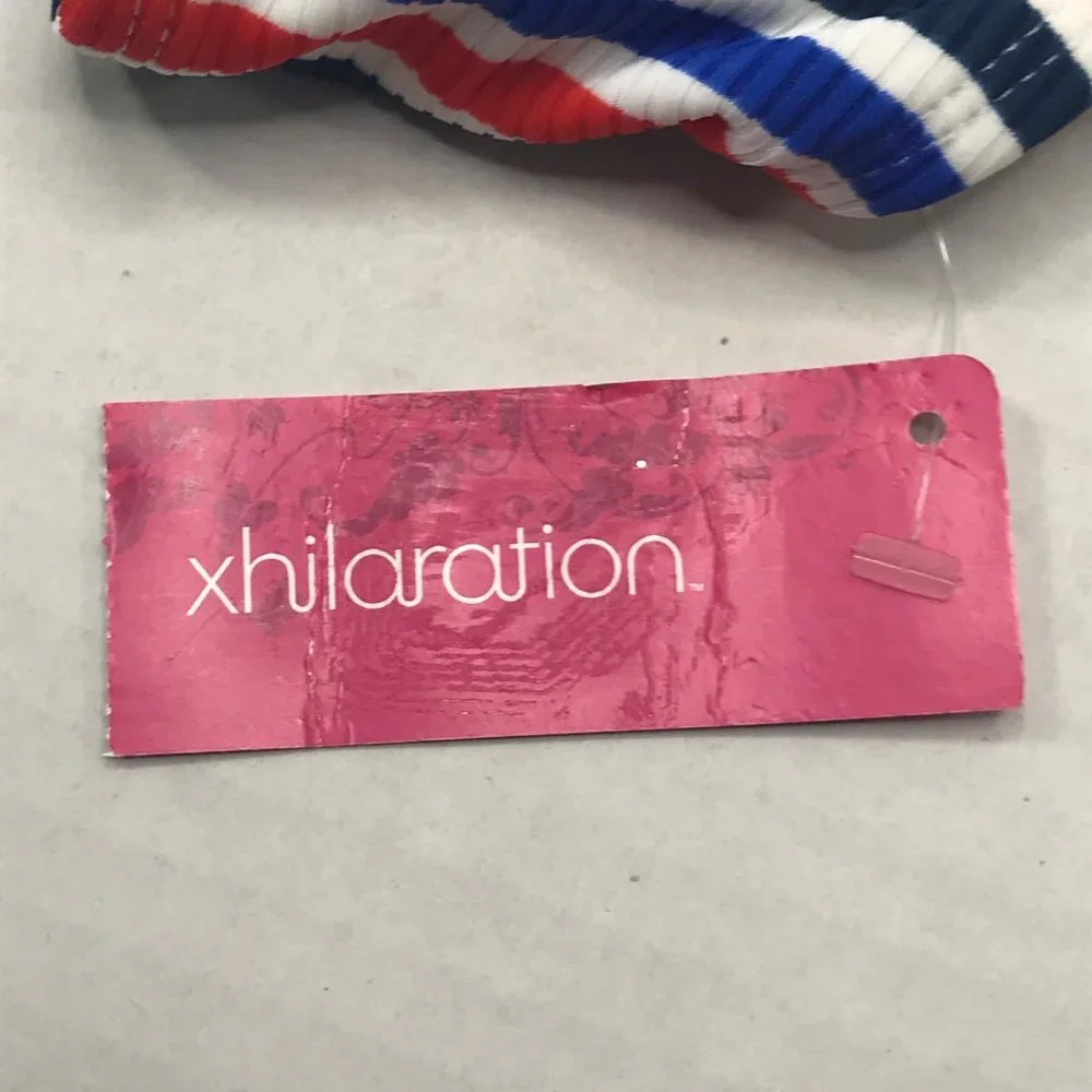 Xhilaration Junior's Size XL 12-14 Swim Top Red, White, Blue Stripe New
